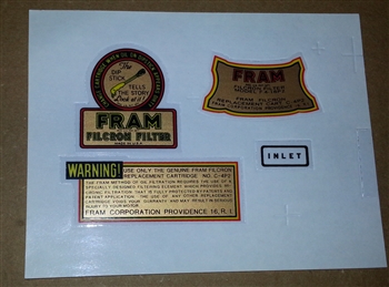 Fram Cannister Oil Filter Decal Set